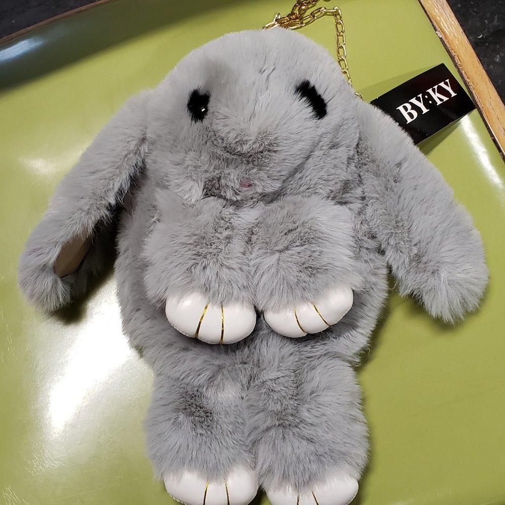Furry Bunny Plush Backpack 13"
